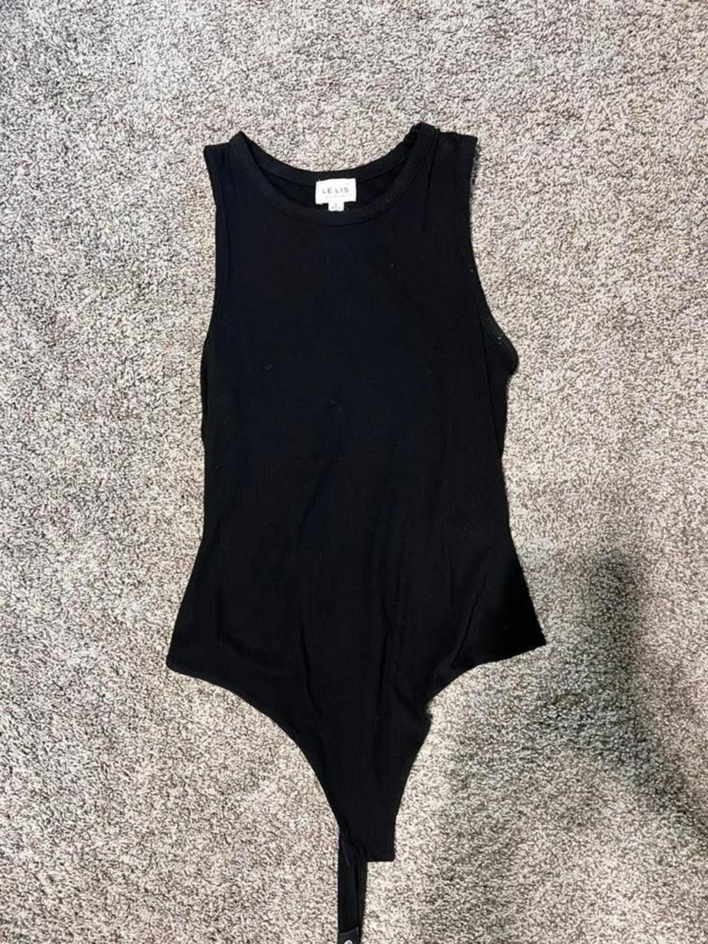 Le Lis Black Ribbed Sleeveless Bodysuit